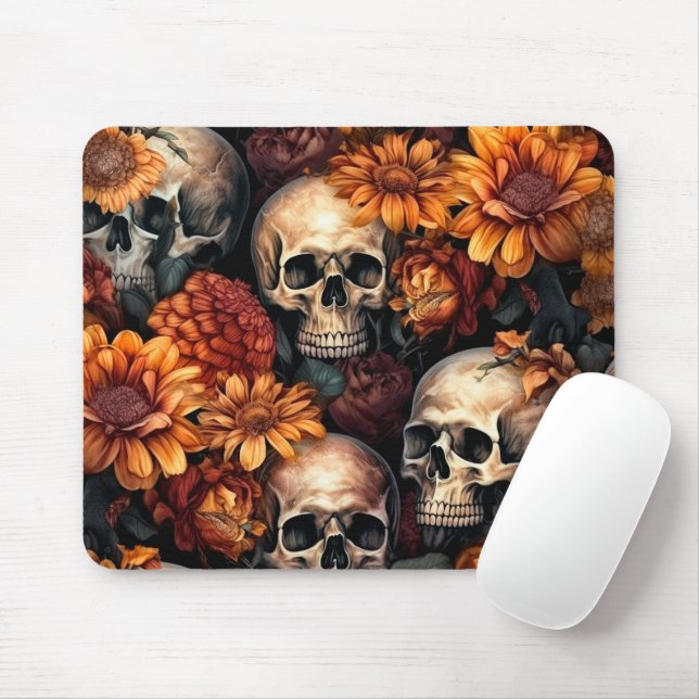 Harvest Skulls Mouse Mat (With Mouse)