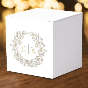  Harvest stylised wreath monogram brown wedding  Favour Box