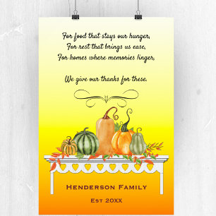 Harvest Table Thankful Blessing Poster