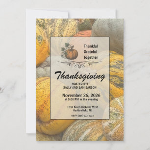 Harvest Thanksgiving Pumpkins and Gourds Invitation