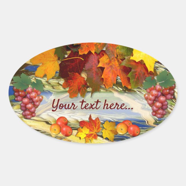 Harvest Time custom text Oval Sticker (Front)