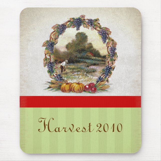 Harvest Time Mouse Pad Vintage Farm Illustrations (Front)