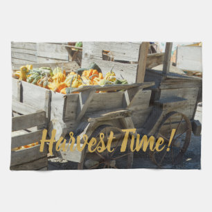 Harvest Time Pumpkin/Gourd Display on a Tea Towel