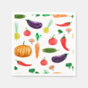 Harvest vegetables tomato pepper carrot mushroom c napkin