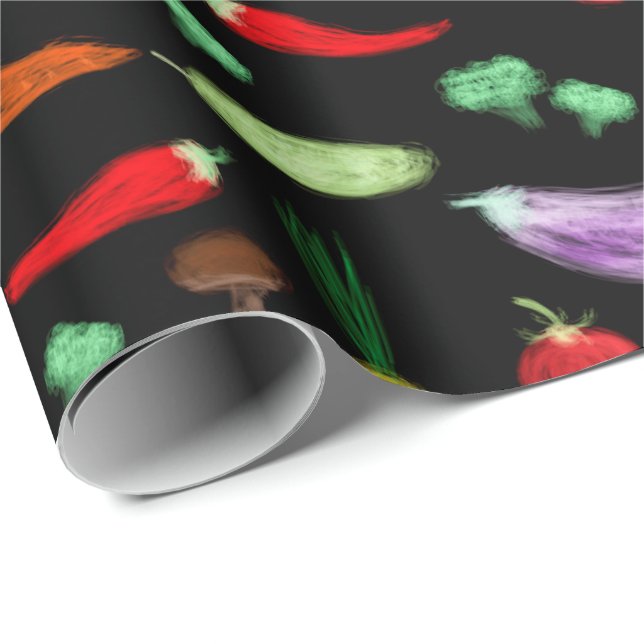 Harvest vegetables tomato pepper carrot mushroom c wrapping paper (Roll Corner)