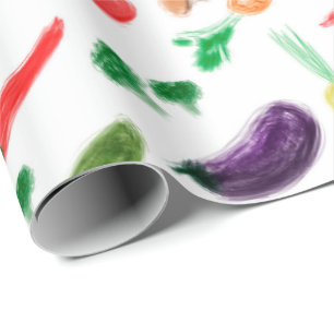 Harvest vegetables tomato pepper carrot mushroom c wrapping paper