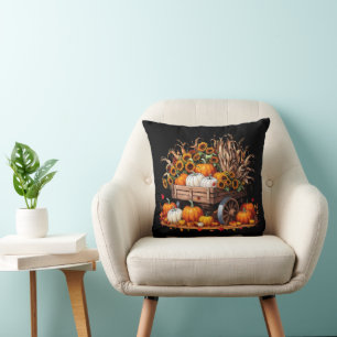 Harvest Wagon Pumpkins   Fall Pillow