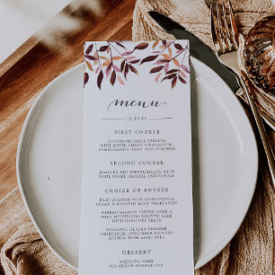 Harvest   Watercolor Foliage Menu Card