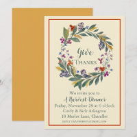 Harvest Wreath Give Thanks Invitation