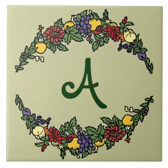 Harvest Wreath Monogram Tile (Front)