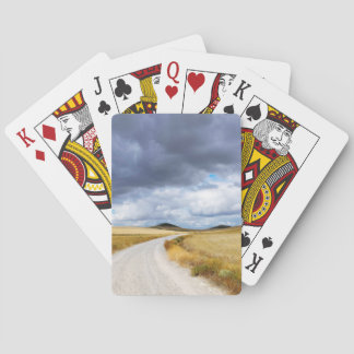 Harvested wheat fields playing cards