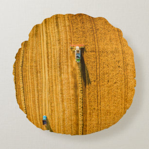 Harvester machine working in field. Combine harves Round Cushion