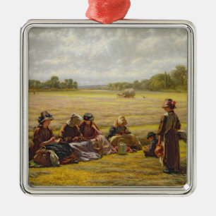 Harvesters resting in the Sun, Berkshire, 1865 Metal Tree Decoration
