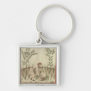Harvesting Leeks, from 'Tacuinum Sanitatis' Key Ring