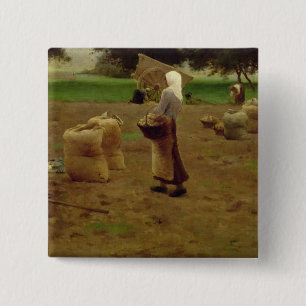 Harvesting Potatoes 15 Cm Square Badge