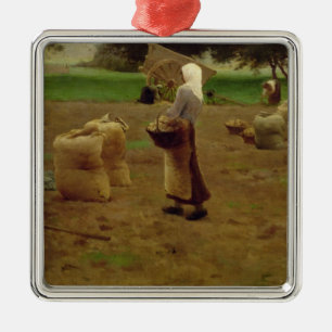 Harvesting Potatoes Metal Tree Decoration