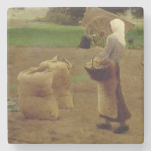Harvesting Potatoes Stone Coaster