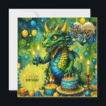 HARVEY ~ Birthday Card ~ Dinosaur ~ Green ~<br><div class="desc">Scary dinosaur card celebrating Harvey's birthday. The greetings on the card are "Happy Birthday" and "Harvey". On the back of the card is a small version of the front picture,  and plenty of room to write a message. Made with the assistance of AI Bing (Copilot).</div>