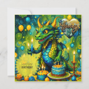 HARVEY ~ Birthday Card ~ Dinosaur ~ Green ~