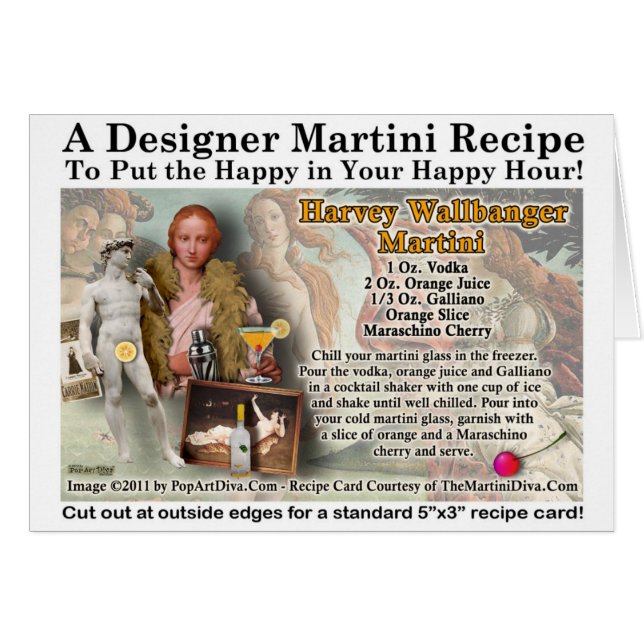Harvey Wallbanger Martini Recipe Card (Front Horizontal)
