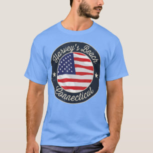 Harvey's Beach - Patriotic Connecticut Souvenir T- T-Shirt