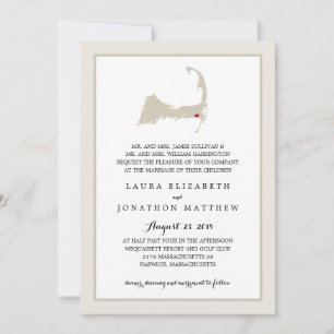 Harwich Cape Cod Map   Wedding Invitation
