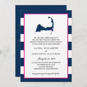 Harwich Cape Cod Map with heart   Wedding Invitation