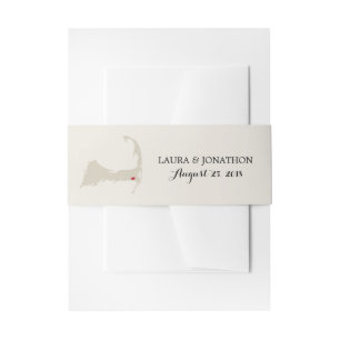 Harwich Cape Cod Map with heart   Wedding Invitation Belly Band