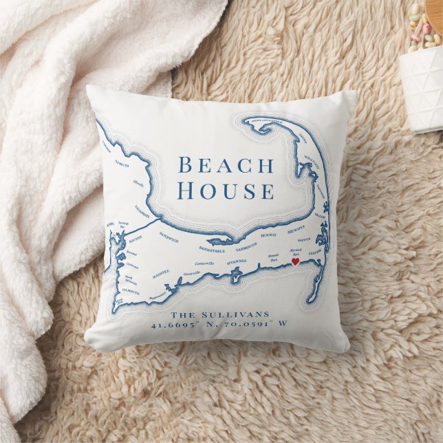 Harwich Port MA Cape Cod Beach House Cushion (Blanket)