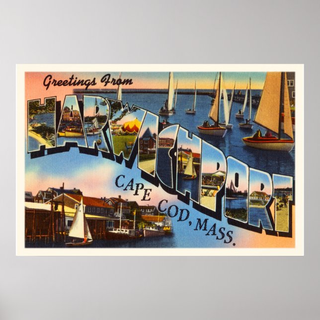 Harwichport Cape Cod Massachusetts MA Old Travel Poster (Front)