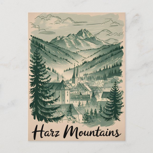 Harz Mountains Germany vintage Postcard (Front)