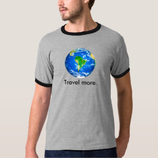 Has quote about travelling on back of shirt