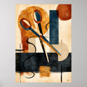 Hasami Thread Rhythm Japanese Geometric Scissors A Poster