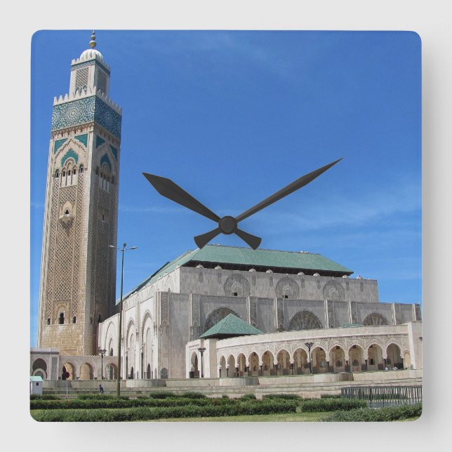 Hasan II mosque in Casablanca, Morocco Square Wall Clock (Front)