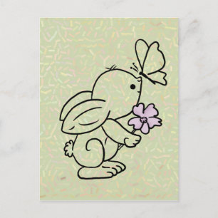 Hase mit Schmetterling Postcard