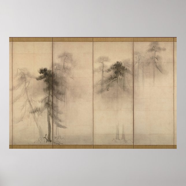 Hasegawa Tohaku Pine Trees 16th fawn Japanese Poster (Front)