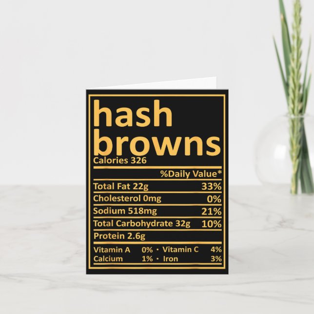 Hash Browns Nutrition Thanksgiving Food Facts Xmas Card (Front)