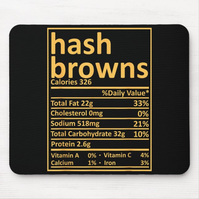 Hash Browns Nutrition Thanksgiving Food Facts Xmas Mouse Mat (Front)