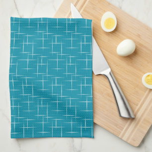 Hash Marked Teal Mod Retro Mid Century Dish Tea Towel
