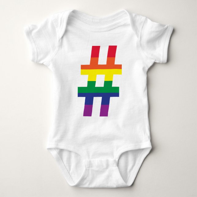 Hash Tag Gay Pride Baby Bodysuit (Front)