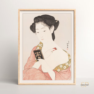 Hashiguchi Goyo Woman Applying Makeup Japanese Poster