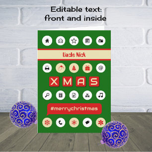 Hashtag christmas add name computing green holiday card