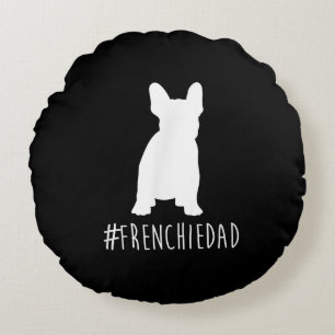 hashtag frenchie dad  french bulldog dad round cushion