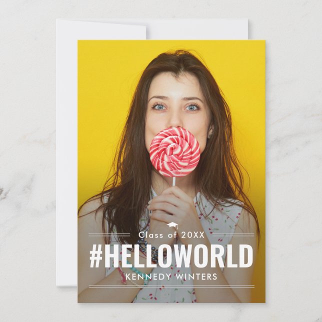 Hashtag Fun Editable Colour Graduation Invitation (Front)