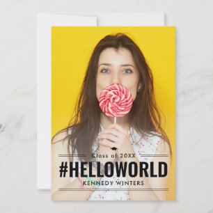 Hashtag Fun Editable Colour Graduation Invitation