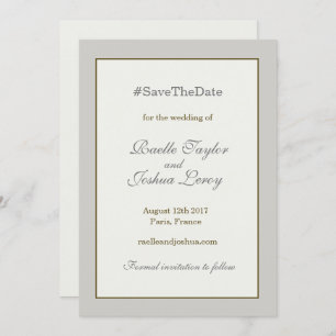 Hashtag gold grey ivory save the date announcement