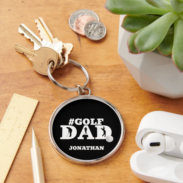 Hashtag Golf Dad Custom Name  Key Ring (Desk)