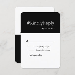 Hashtag modern black white chic wedding rsvp invitation
