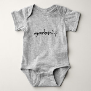 Hashtag #   Modern Minimalist Script Social Media Baby Bodysuit