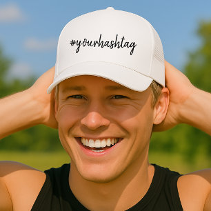Hashtag #   Modern Minimalist Script Social Media Trucker Hat